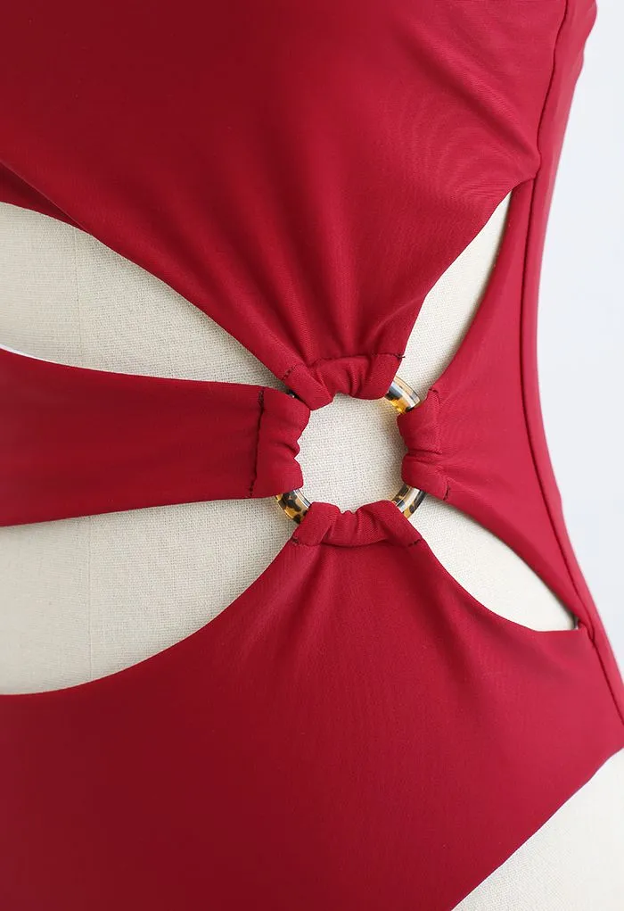 Amber O-Ring Cutout Maillot de Bain en Rouge