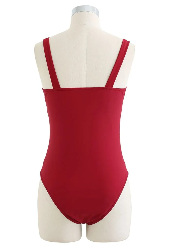 Amber O-Ring Cutout Maillot de Bain en Rouge