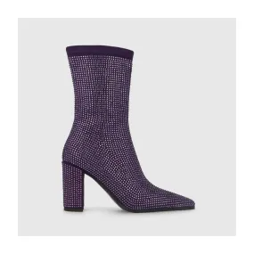 Bottines à talons en tissu élastique violet femme | LODI Chaussures femme en ligne.