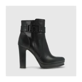Bottines à talons femme en cuir lisse noir | LODI Chaussures femme en ligne.