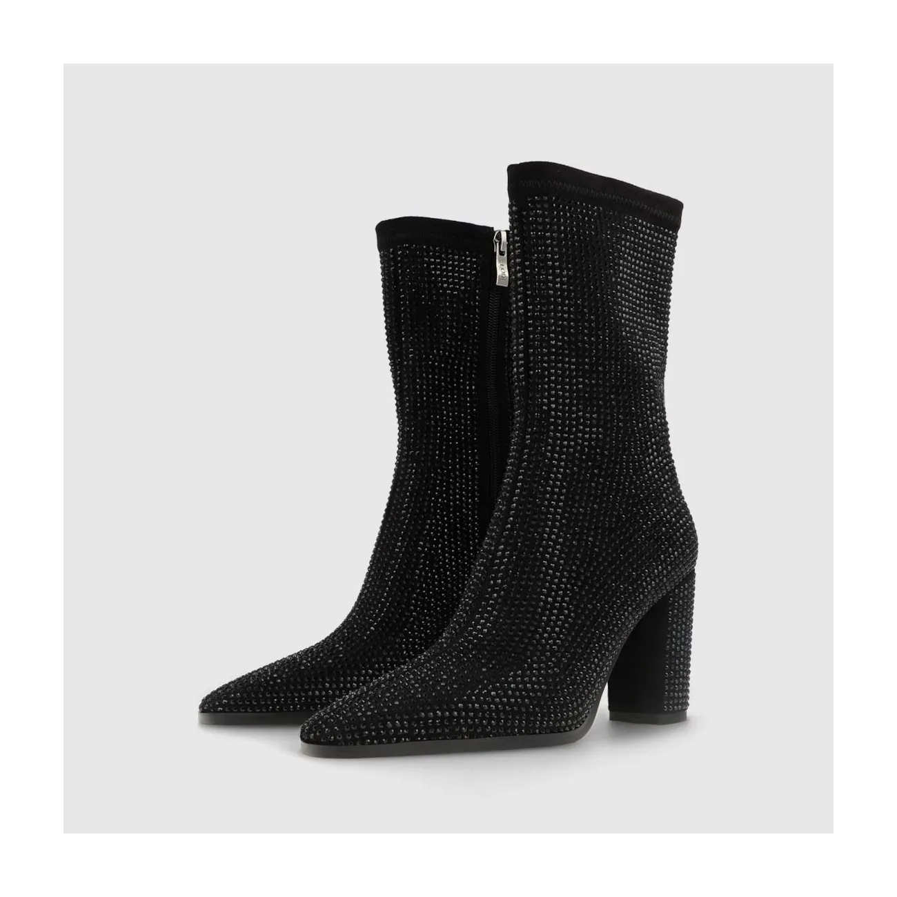Bottines à talons femme en tissu élastique noir | LODI Chaussures femme en ligne.
