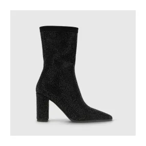 Bottines à talons femme en tissu élastique noir | LODI Chaussures femme en ligne.