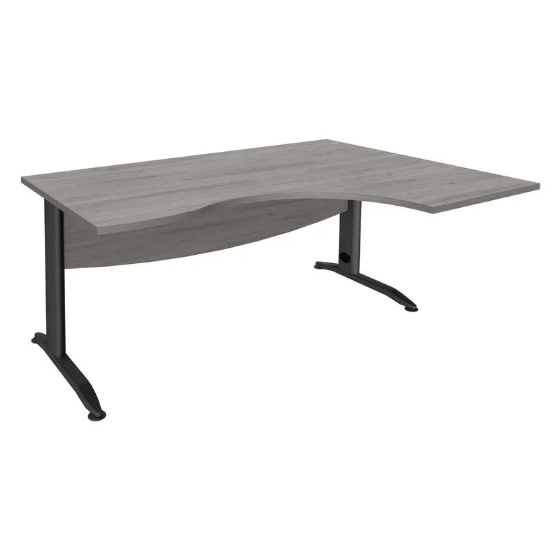 Bureau compact à droite IDRA - L180 cm - Pieds anthracite - plateau imitation Chêne gris (Pieds de renfort obligatoire à rajoute