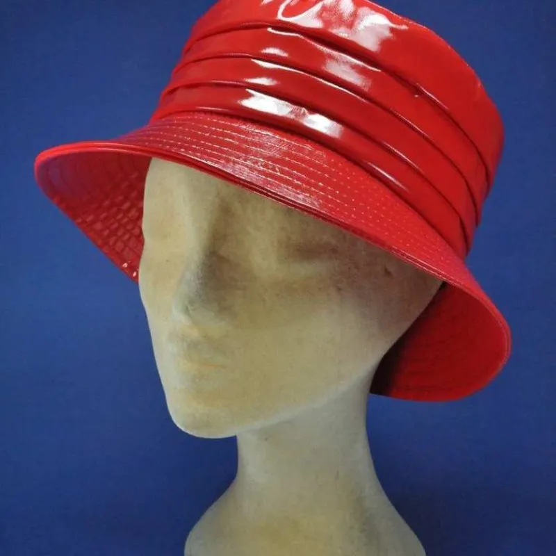Chapeau de pluie ciré rouge anti-UV UPF 40+ | Chapeau de pluie femme