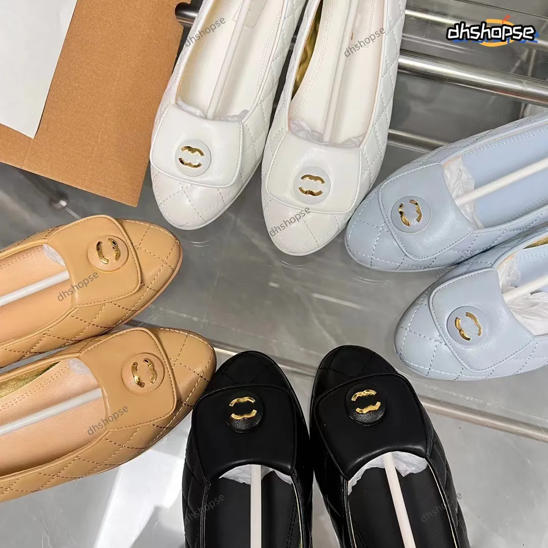 Chaussures Habillées De Créateurs Ballerines Chaussures Paris Marque Ont Logo Noir Femmes Matelassé En Cuir Véritable Slip Sur B