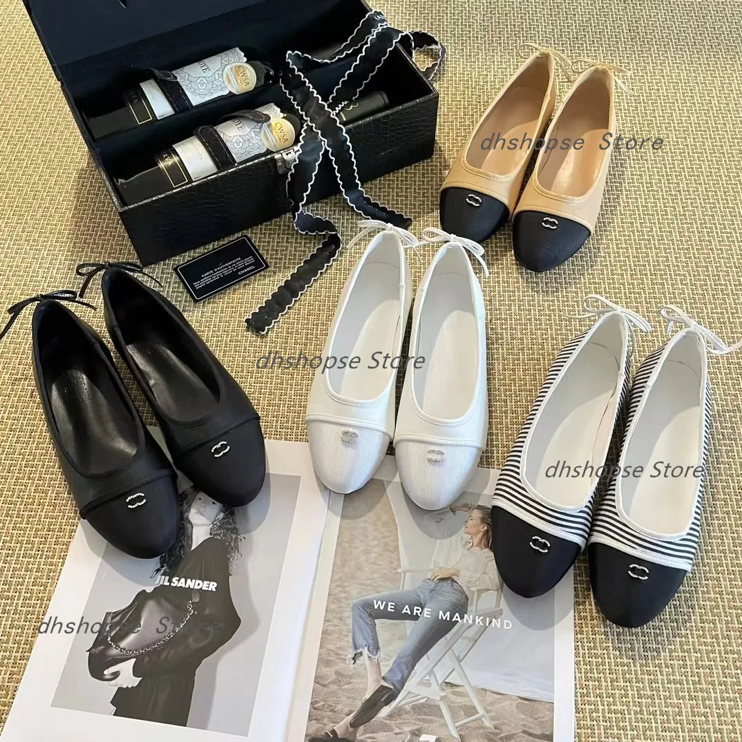 Chaussures Habillées De Créateurs Ballerines Chaussures Paris Marque Ont Logo Noir Femmes Matelassé En Cuir Véritable Slip Sur B