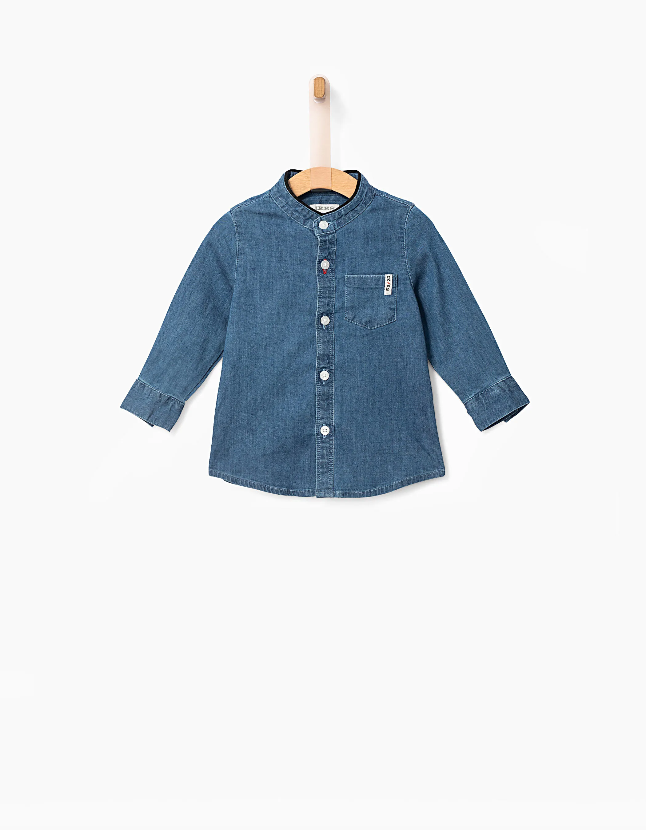 Chemise en jean col Mao à dos brodé bébé garçon