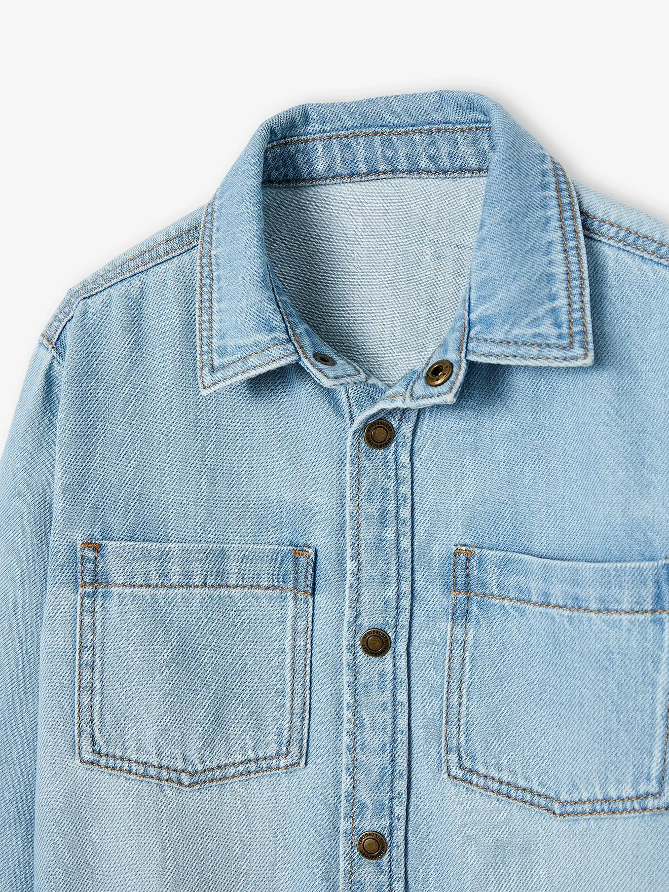 Chemise en jean garçon personnalisable denim bleached - Vertbaudet