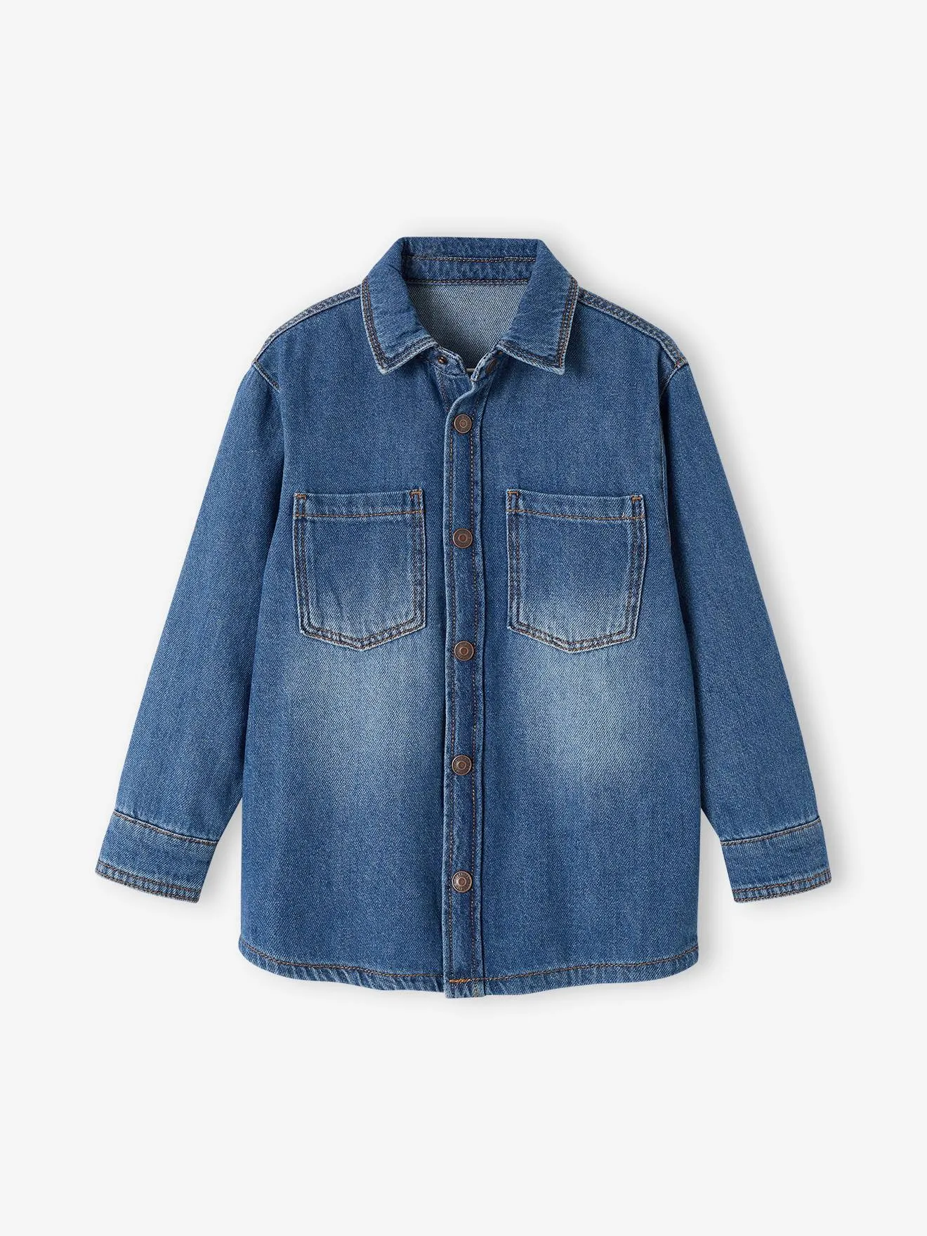 Chemise en jean garçon personnalisable denim bleached - Vertbaudet