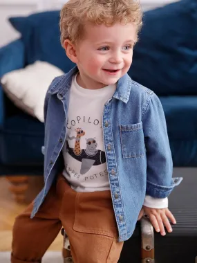 Chemise en jean pressionnée bébé personnalisable stone - Vertbaudet