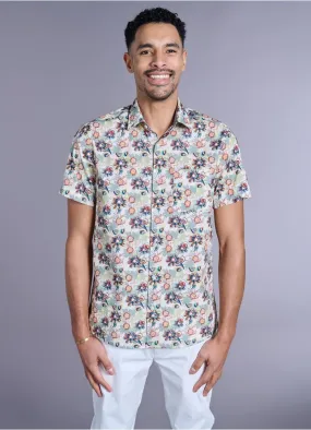 CHEMISE MANCHES COURTES EN POPELINE DE COTON IMPRIMÉ FLORAL - REGULAR FIT 