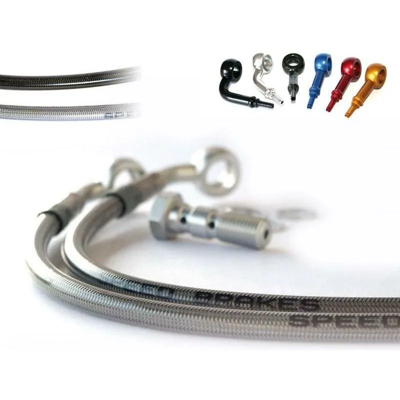 Durite de frein avant d'aviation SPEEDBRAKES carbone/raccord or Yamaha FZR 1000