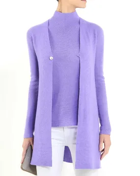 Gilet long à bouton unique en Cachemire Femme