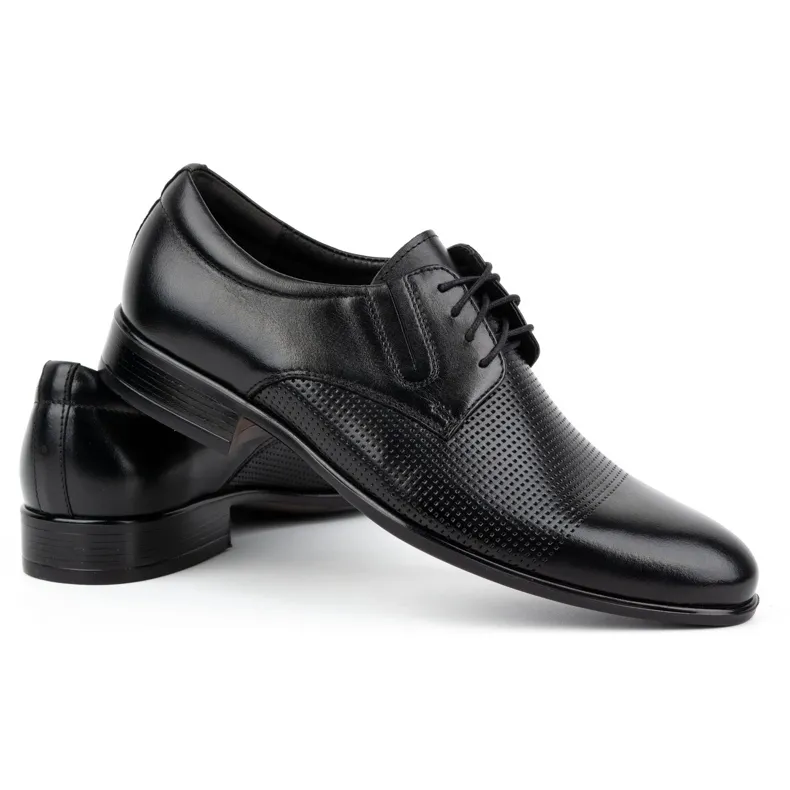 Kampol Chaussures habillées en cuir pour hommes 324KAM noir le noir