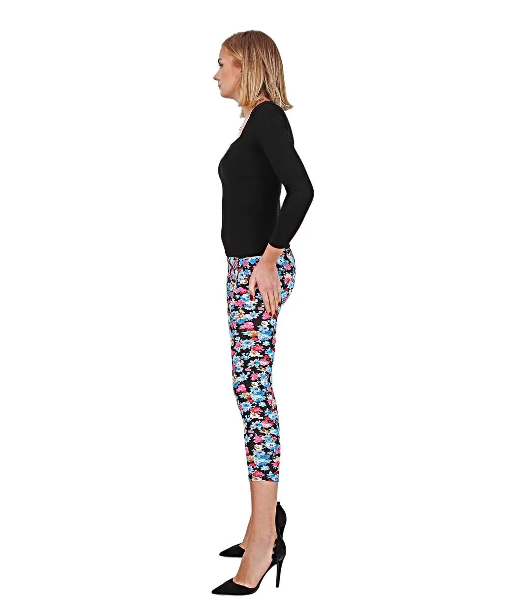 Legging femme court 3/4 motifs imprimés fleur