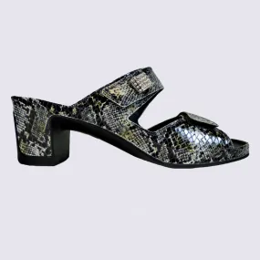 Mules Vital, mules à talons femme en cuir serpent | Igert Chaussures&Maroquinerie
