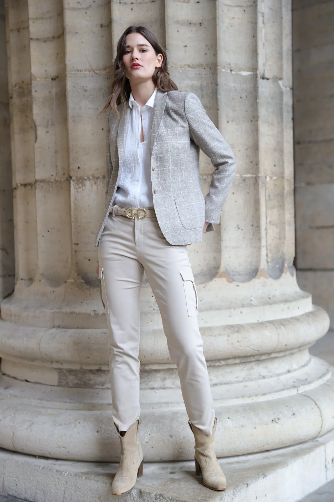 Pantalon Cargo en coton stretch - Beige
