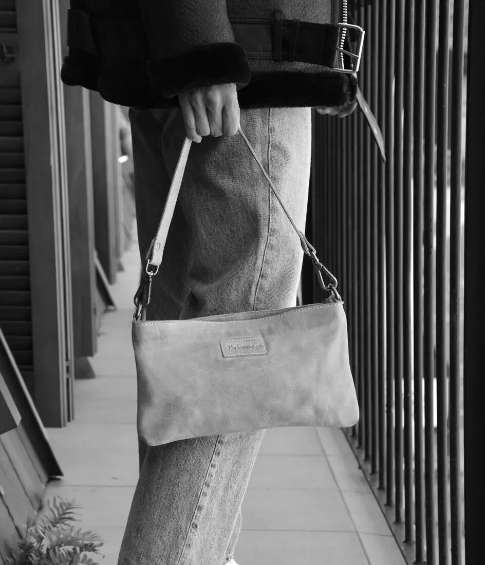 Petit sac à main vert en cuir lavé, pochette à bandoulière
