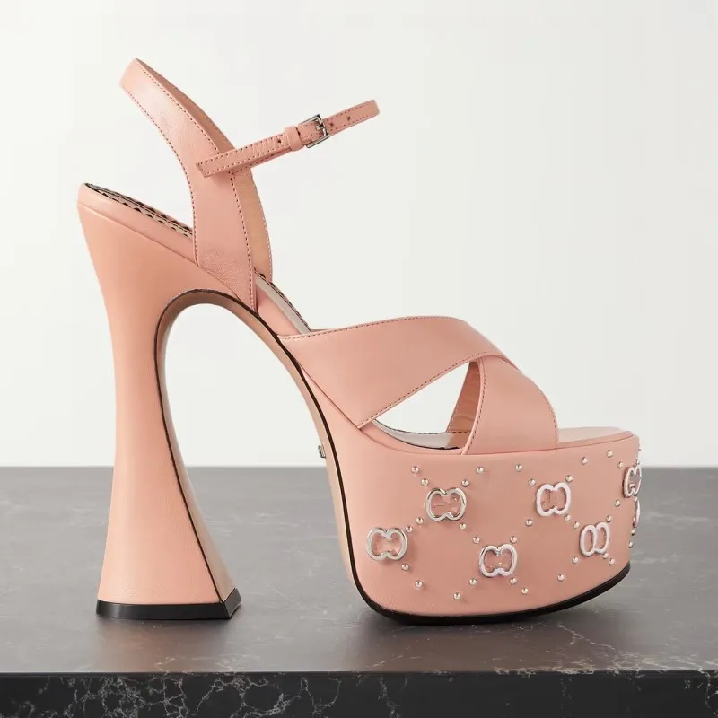 Plate Forme Deau En Métal Embellit Les Sandales À Bride De Cheville Chaussures À Talons Hauts Pour Femmes Chaussures De Soirée C