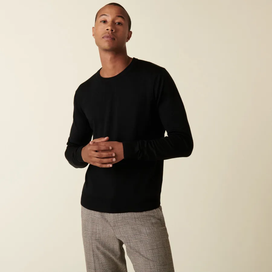 Pull col rond avec logo en laine mérinos - Eddie