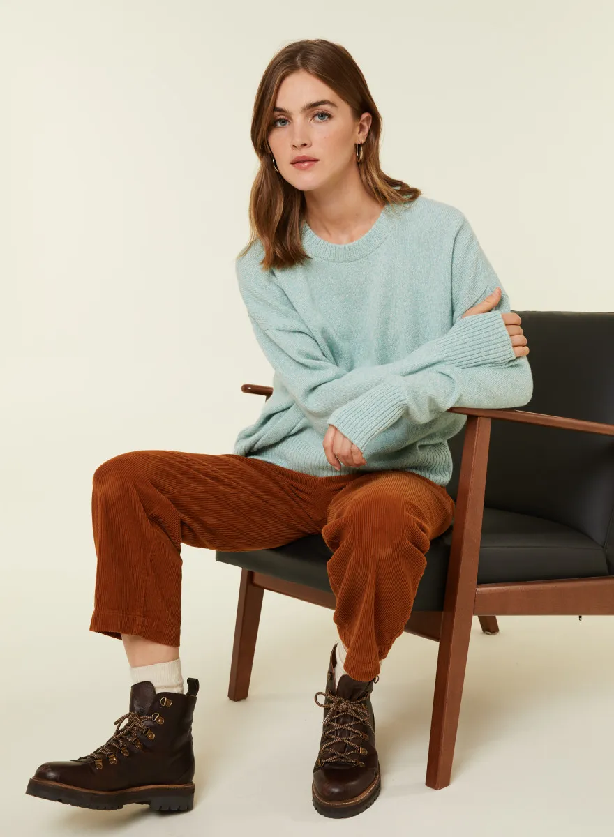 Pull col rond manches mitaines en laine et cachemire - Gemma