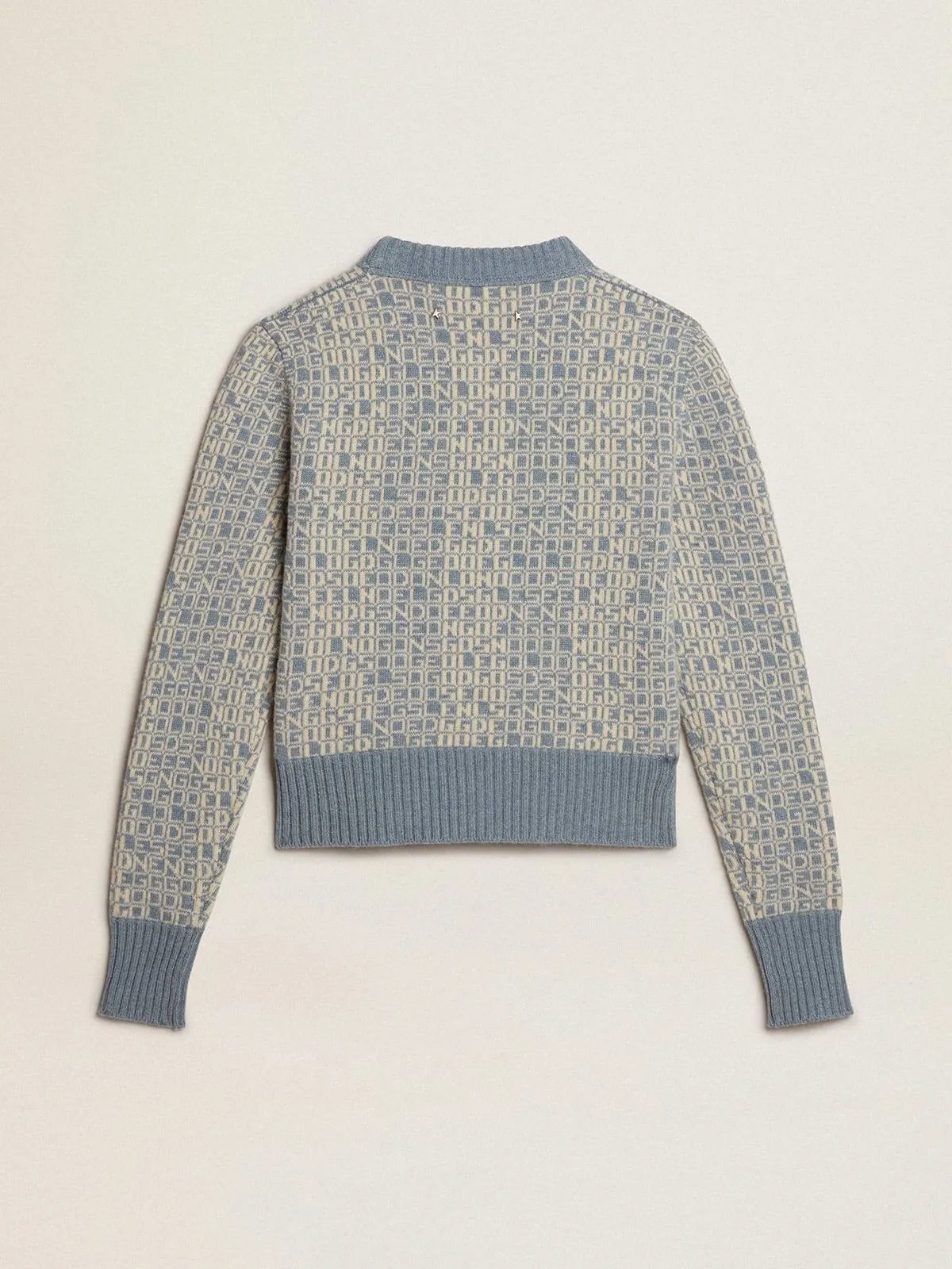 Pull cropped ras-du-cou avec lettrage jacquard bleu | Golden Goose