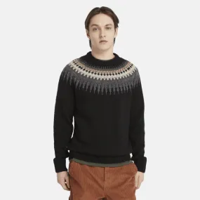 Pull jacquard à manches longues pour homme en noir