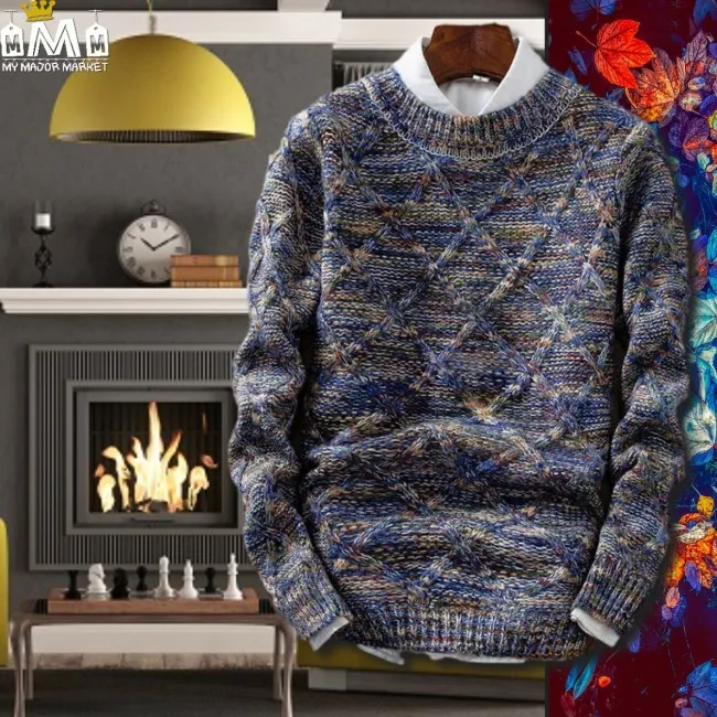 PULL POUR HOMME - LOSANGES EN RELIEF - LAINE & COTON