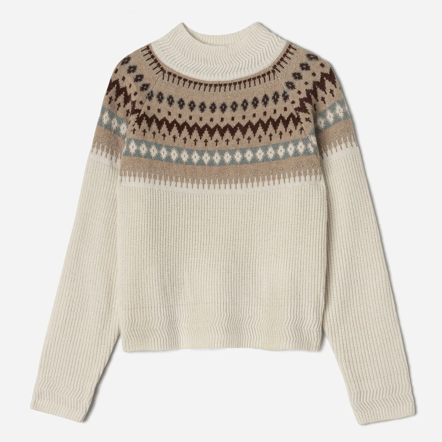 Pull TEXTO écru jacquard à col montant - Textile femme Accessoires | ERAM