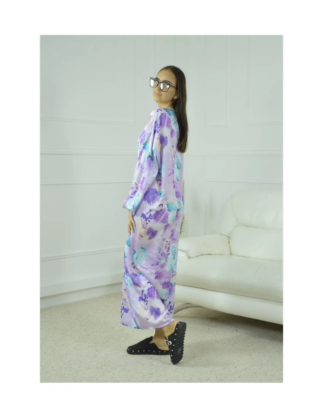 robe // gilet long satiné - femme - violet
