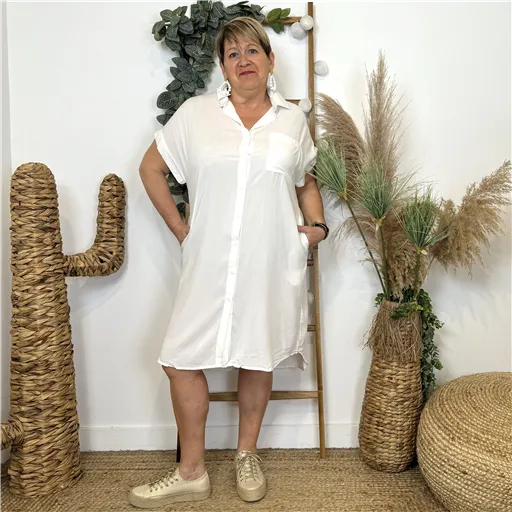 Robe Chemise Christy Blanche - Bleu Clair