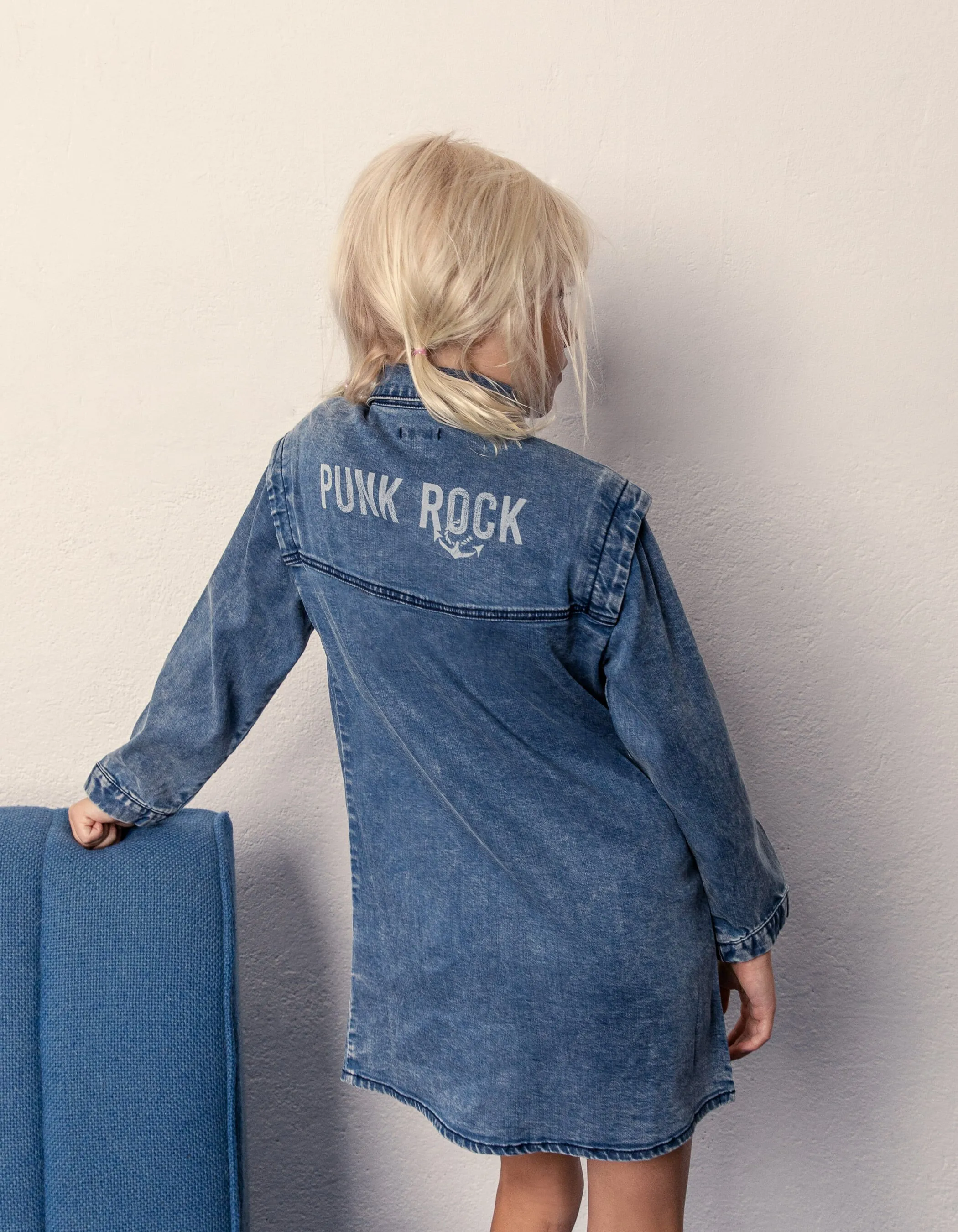 Robe chemise en jean medium blue fille