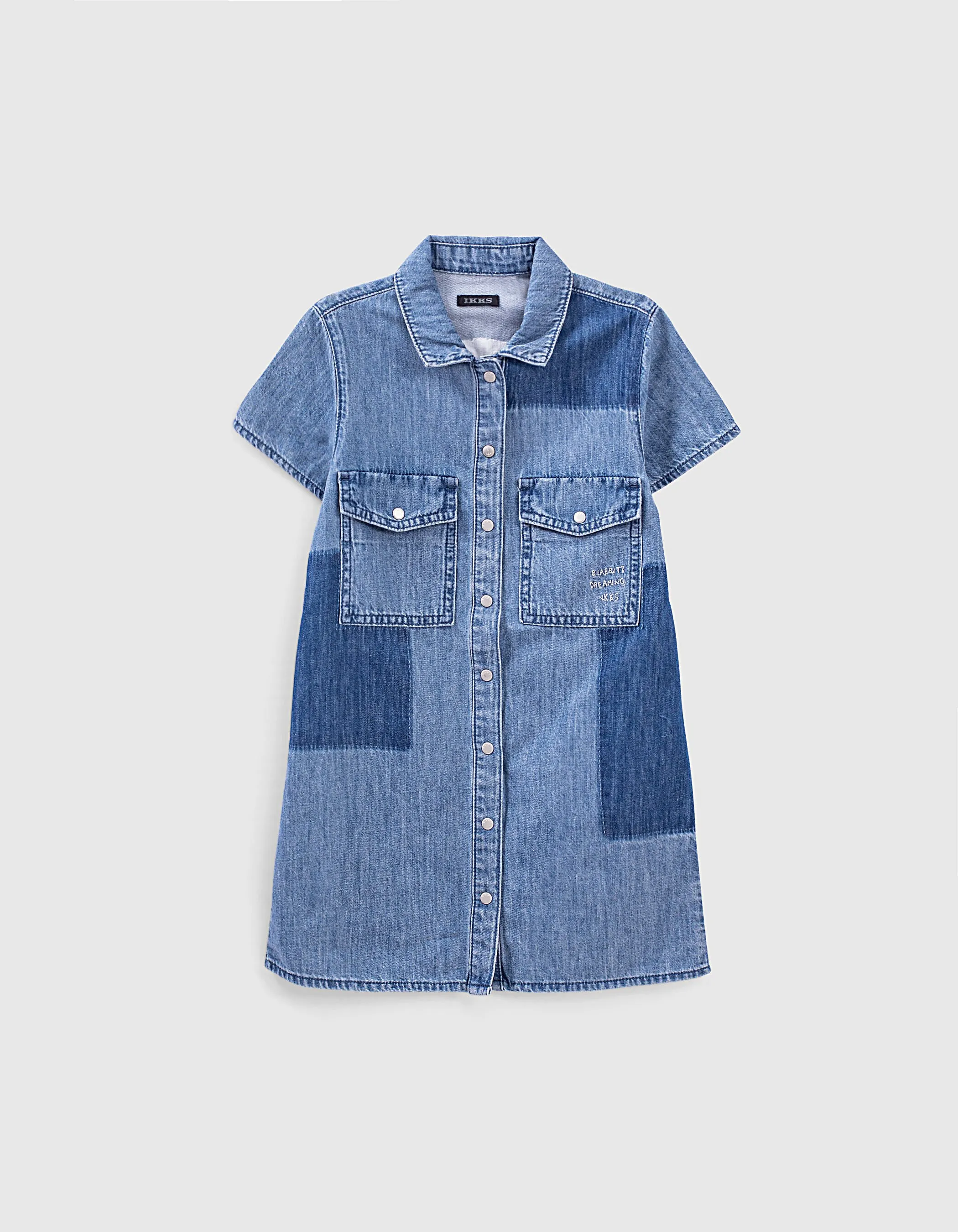 Robe chemise en jean stone blue coton bio fille