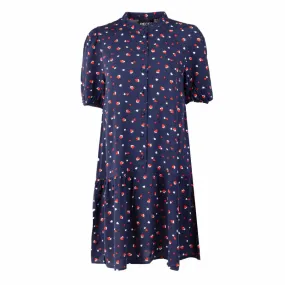 Robe chemise manches courtes à volants imprimé coeurs Femme PIECES à 