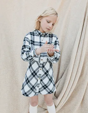 Robe chemise sable chiné à carreaux fille