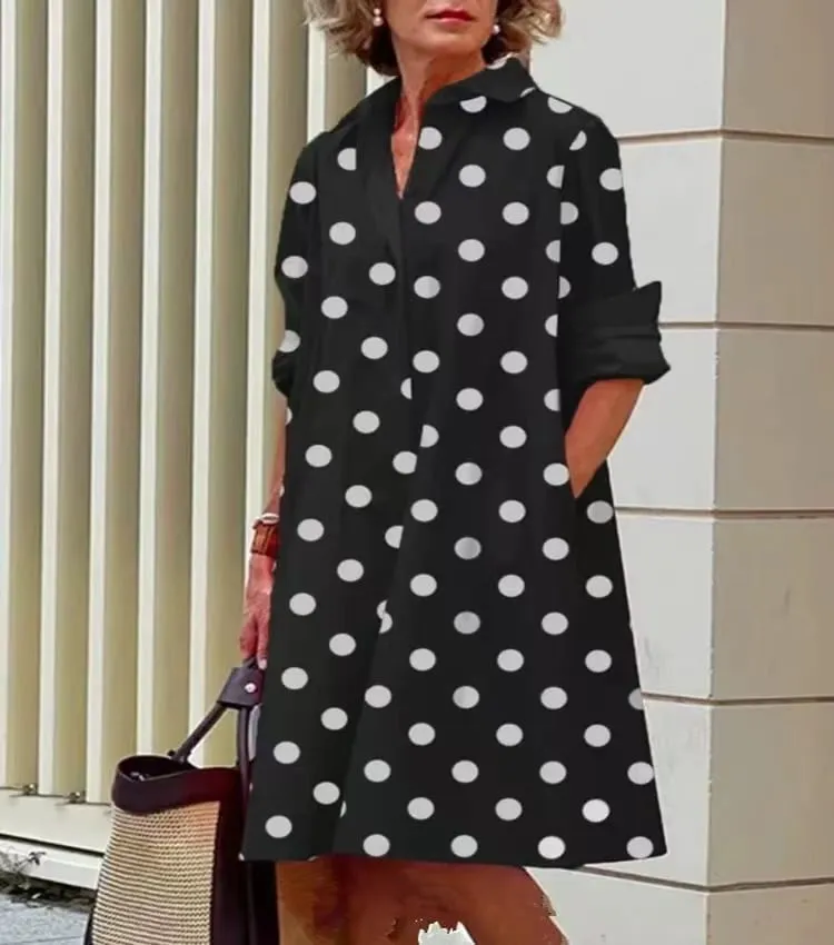 Robe Chemise Élégance Unique Pois Femme