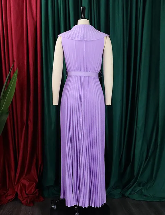 Robe longue à ourlet plissé et à volants, sexy et à la mode