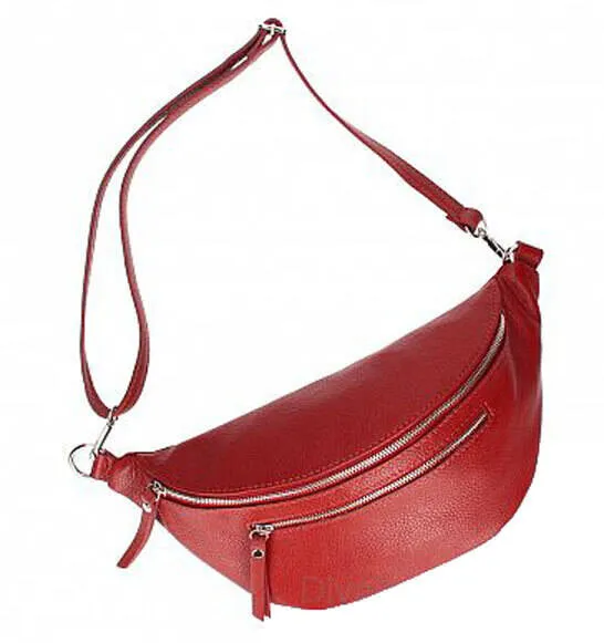 Sac banane cuir femme rouge