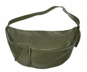 Sac banane cuir femme vert militaire