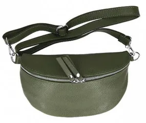 Sac banane cuir vert militaire