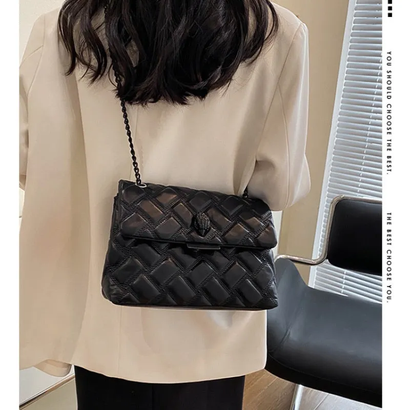 Sac Noir Matelassé avec Chaine en Bandoulière - Fiona