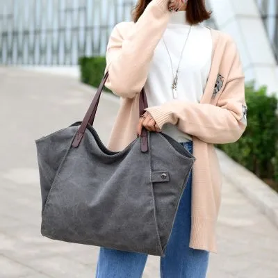 Sac à bandoulière épais en toile style coréen pour femme