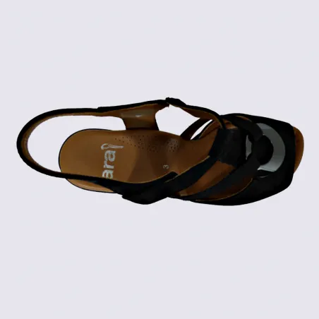 Sandales Ara, sandales à talons femme en cuir noir | Igert Chaussures&Maroquinerie