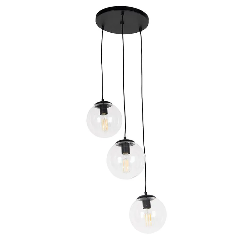 Suspension Art Déco noire 3 lumières - Pallon