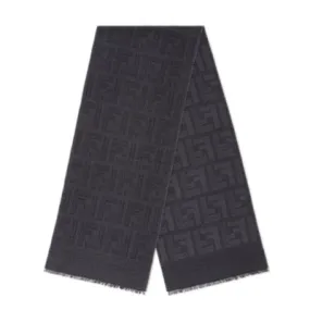 Écharpe - Foulard en laine et soie noire | Fendi