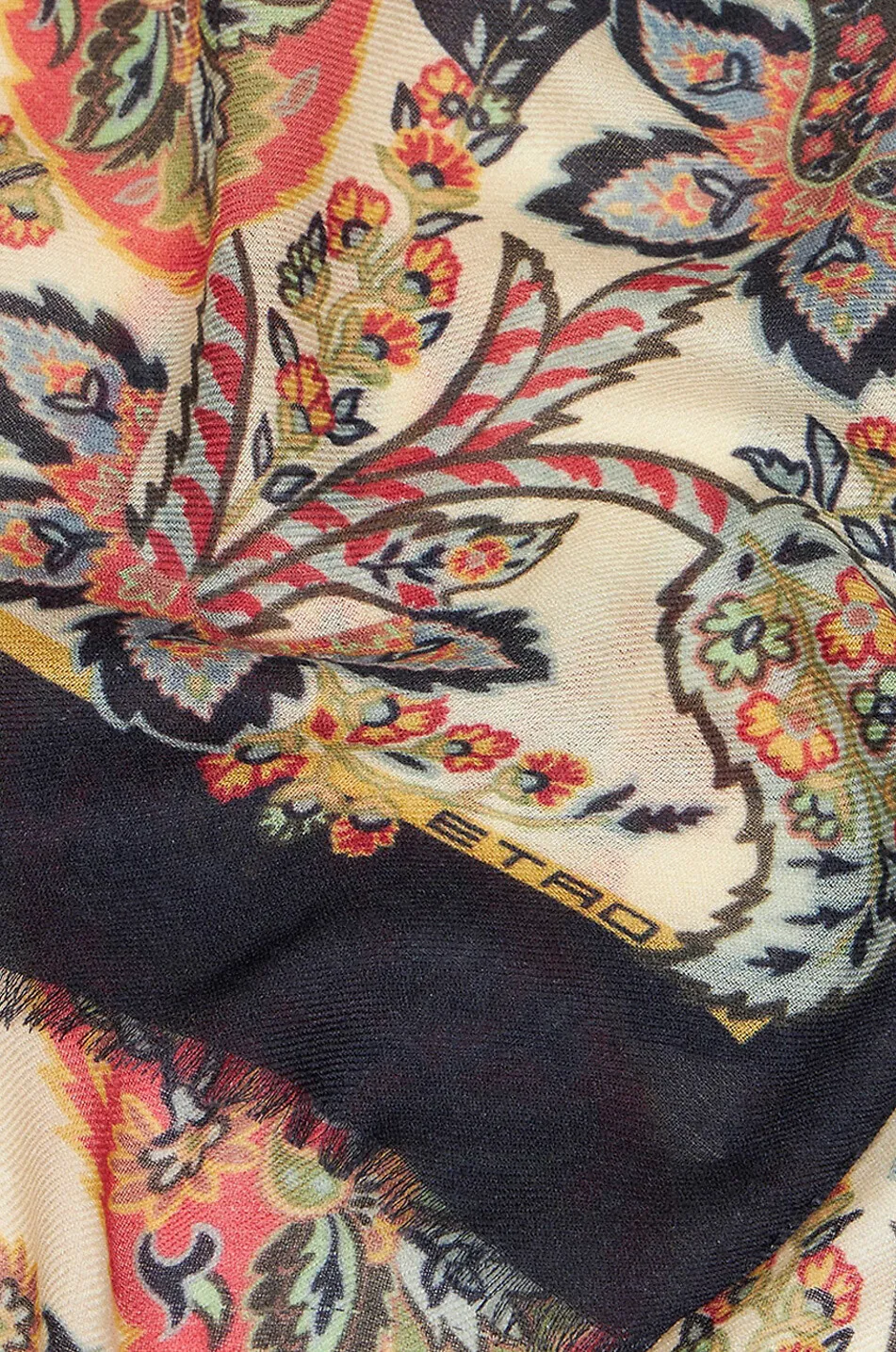 Écharpe tissée en laine cachemire et soie Paisley Florals